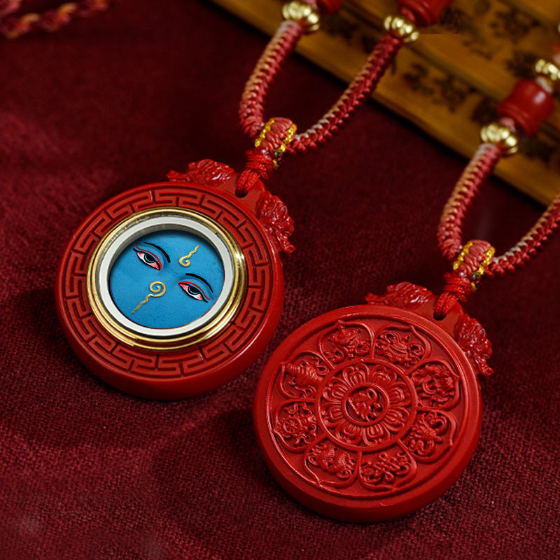 Eight Auspicious Symbols Charm Box Necklace(Blue Wisdom Eye)