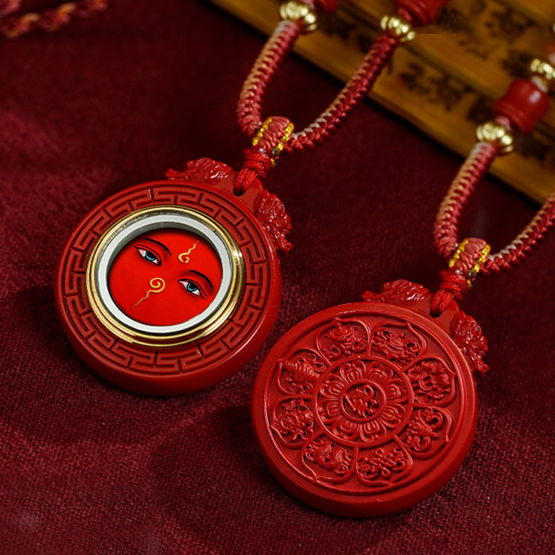 Eight Auspicious Symbols Charm Box Necklace(Red Wisdom Eye)