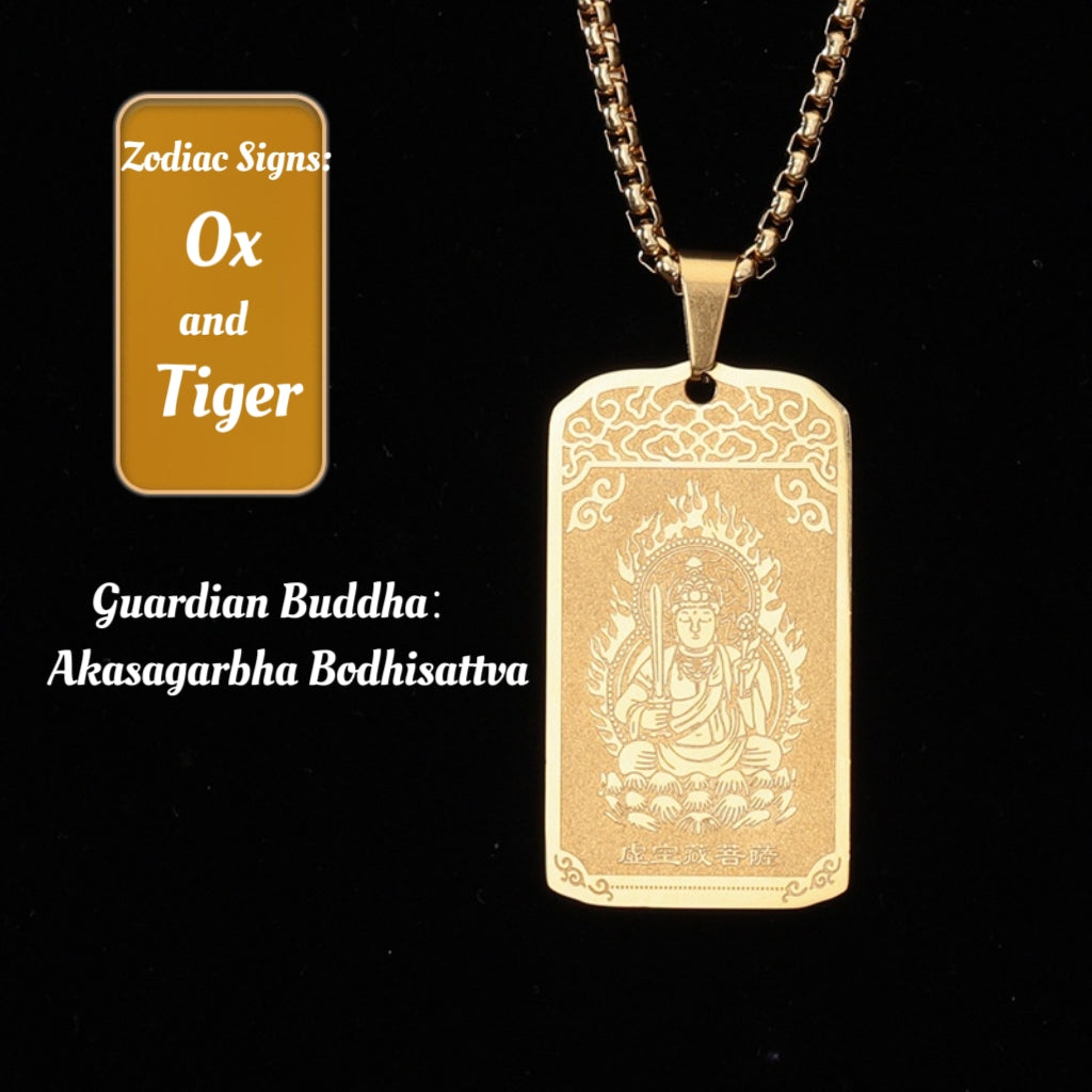 Twelve Zodiac (Ox / Tiger) Guardian Buddha Necklace