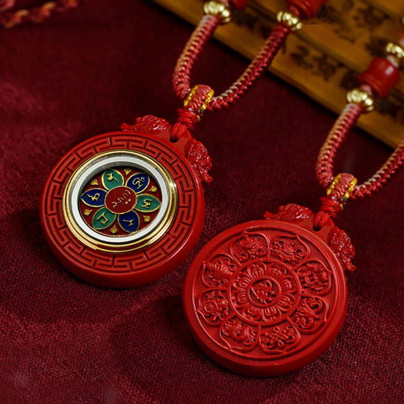 Eight Auspicious Symbols Charm Box Necklace ( the Six-Syllable Mantra)