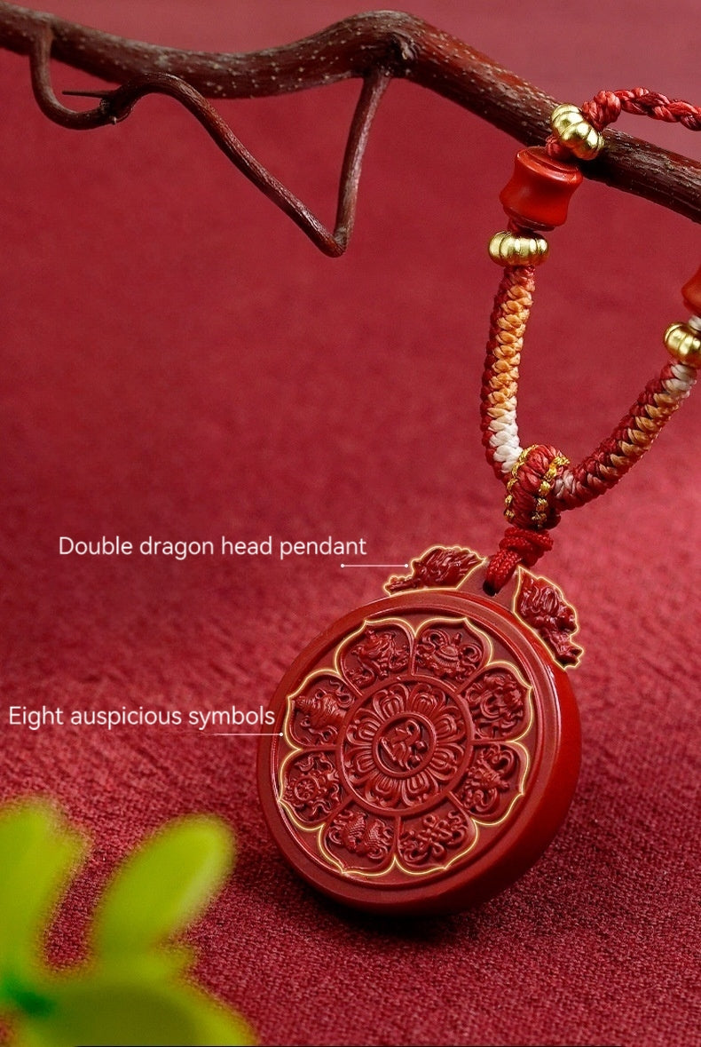 Eight Auspicious Symbols Charm Box Necklace ( the Six-Syllable Mantra)