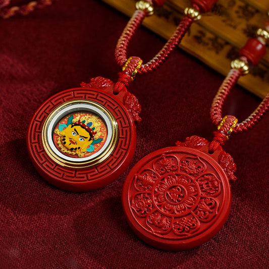 Eight Auspicious Symbols Charm Box Necklace （ Yellow Jambhala）