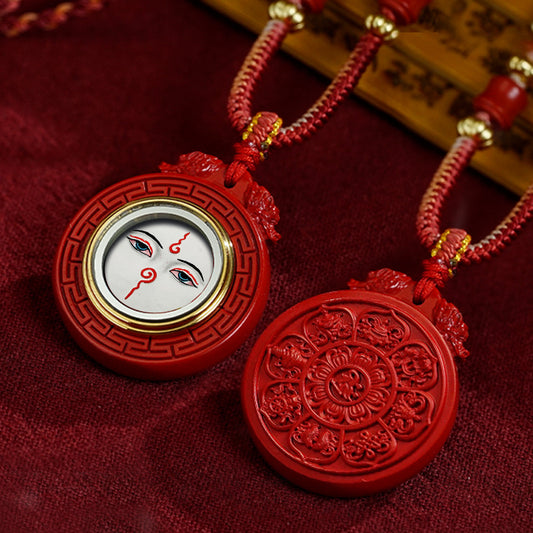 Eight Auspicious Symbols Charm Box Necklace（White Wisdom Eye）
