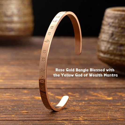 Rose Gold Bangle Blessed with the Yellow God of Wealth Mantra