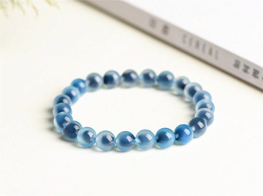 Blue Sweet Heart Agate Bracelet: Healing, Clarity, Emotional Balance
