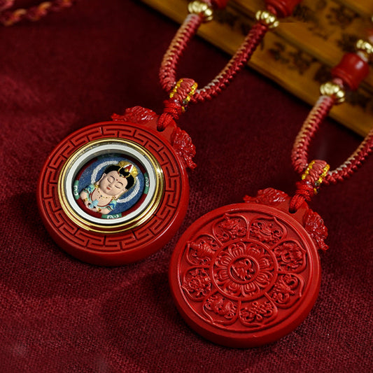 Eight Auspicious Symbols Charm Box Necklace （ Guanyin Bodhisattva）