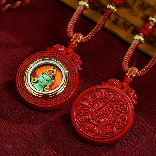 Eight Auspicious Symbols Charm Box Necklace （Green Tara ）
